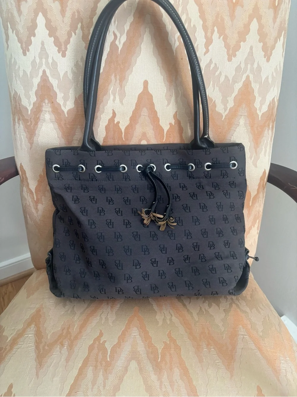 90’s Dooney & Bourke Brown and Black Monogram Tote